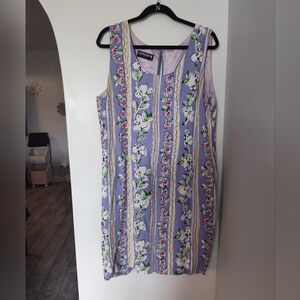 Floral Sleeveless Dress in Purple and Yellow #256